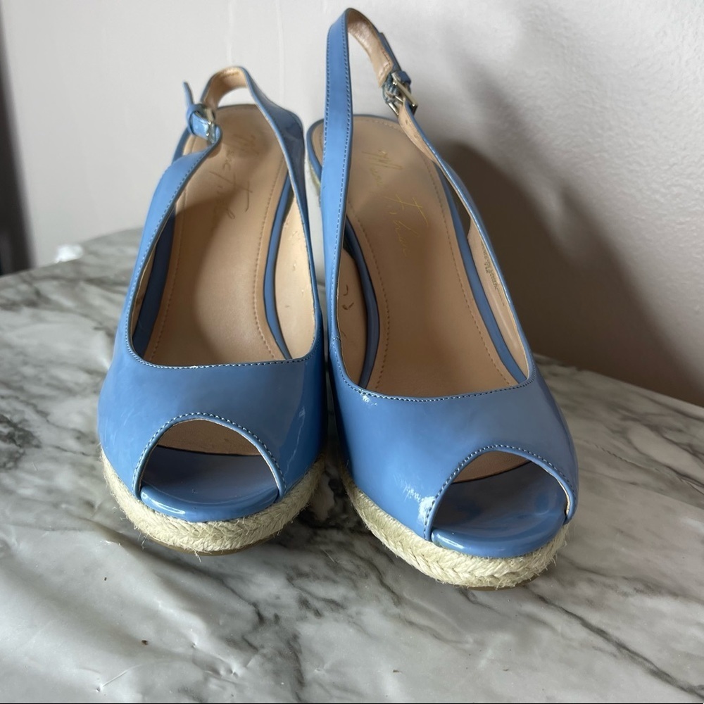 Marc Fisher Espadrille Wedge Sandals Blue Size 7 Read - Picture 12 of 16